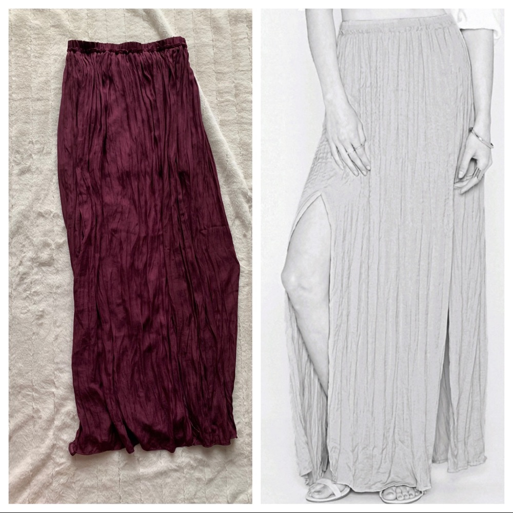Forever 21 Pleated Bohemian Front Slit Skirt
